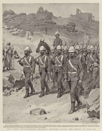 El Regimiento de North Staffordshire cruzando el desierto en Assouan de Frank Dadd